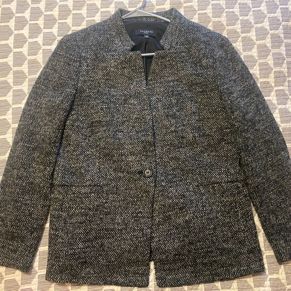 Talbots Women’s 12P tweed black/grey/white blazer